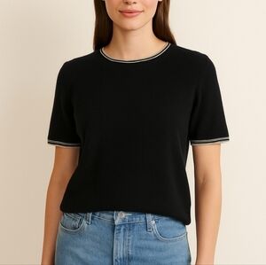 Vintage Jones New York Petite lambswool blend Black short Sleeve Top
